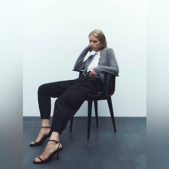 Zara belted paper bag pants NWT size L - Picture 7 of 13